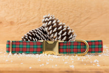 Load image into Gallery viewer, Red and Green Plaid Dog Collar