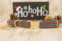 Load image into Gallery viewer, Red and Green Plaid Dog Collar