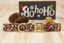 Load image into Gallery viewer, Holly & Pine Cones Dog Collar