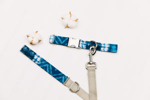 Denim Shibori Water Resistant Dog Collar
