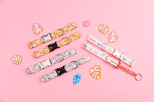 Load image into Gallery viewer, Orange Monstera Leaves Water Resistant Dog Collar