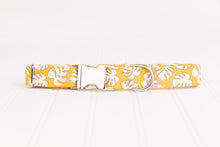 Load image into Gallery viewer, Orange Monstera Leaves Water Resistant Dog Collar