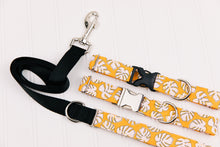 Load image into Gallery viewer, Orange Monstera Leaves Water Resistant Dog Collar