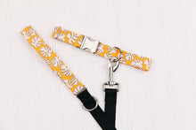 Load image into Gallery viewer, Orange Monstera Leaves Water Resistant Dog Collar