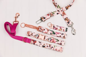 Pink Butterflies Dog Collar