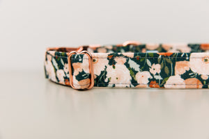 Charcoal Autumn Floral Water Resistant Dog Collar