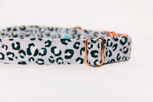 Load image into Gallery viewer, Pastel Steel Blue Leopard Print Water Resistant Dog Collar