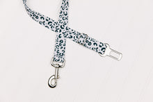 Load image into Gallery viewer, Pastel Steel Blue Leopard Print Dog Seatbelt