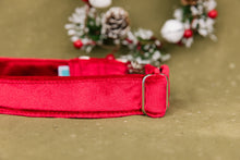 Load image into Gallery viewer, Red Velvet Festive Christmas Dog Collar
