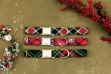 Load image into Gallery viewer, Black and Red Winter Plaid Dog Collar