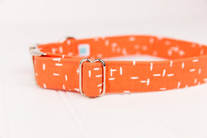Orange Crosshatch Dog Collar