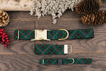 Load image into Gallery viewer, Hunter Green Plaid Dog Collar