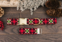 Load image into Gallery viewer, Red and Green Plaid Dog Collar