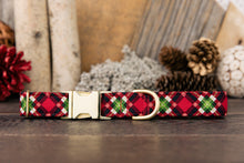 Load image into Gallery viewer, Red and Green Plaid Dog Collar
