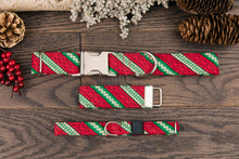 Load image into Gallery viewer, Red and Green Candy Cane Dog Collar