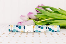 Load image into Gallery viewer, Monochrome Blue Hexagon Tile Dog Collar