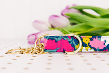 Load image into Gallery viewer, Giant Navy and Magenta Spring Bloom Dog Collar
