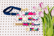 Load image into Gallery viewer, Giant Navy and Magenta Spring Bloom Dog Collar