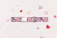 Load image into Gallery viewer, Bee Mine Purple Floral Valentine's Dog Collar