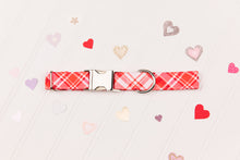 Load image into Gallery viewer, Red &amp; Pink Plaid Valentine Dog Collar
