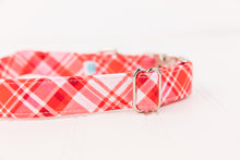 Load image into Gallery viewer, Red & Pink Plaid Valentine Dog Collar