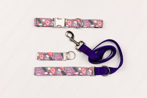 Bee Mine Purple Floral Valentine's Dog Collar