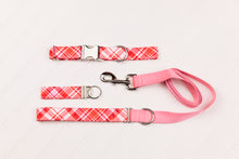 Load image into Gallery viewer, Red &amp; Pink Plaid Valentine Matching Dog Leash