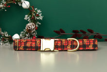 Load image into Gallery viewer, Gilded Floral Tartan Water Resistant Dog Collar