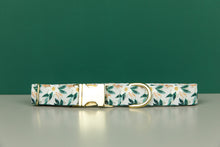 Load image into Gallery viewer, Festive White Poinsettia Water Resistant Dog Collar