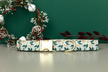 Load image into Gallery viewer, Festive White Poinsettia Water Resistant Dog Collar