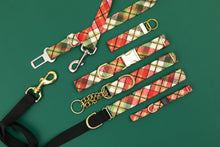 Load image into Gallery viewer, Gold Gilded Plaid Dog Seatbelt