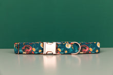Load image into Gallery viewer, Rich Teal Floral Water Resistant Dog Collar