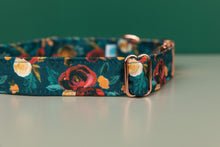 Load image into Gallery viewer, Rich Teal Floral Water Resistant Dog Collar