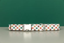 Load image into Gallery viewer, Red, Green and Gold Plaid Water Resistant Dog Collar