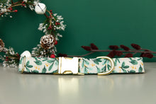 Load image into Gallery viewer, Gold Winter Berry Sprigs Water Resistant Dog Collar