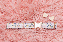 Load image into Gallery viewer, Valentine’s Rainbow and Rose Gold Customizable Dog Collar