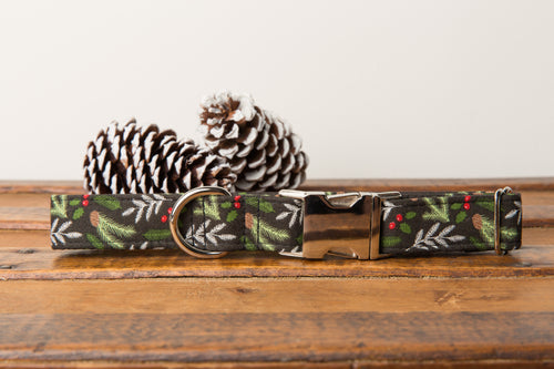 Black Pine Needles Dog Collar