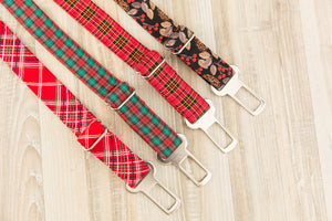 Green and Red Plaid Dog Seatbelt