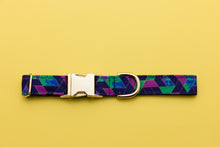 Load image into Gallery viewer, Bright Colored Geometric Water Resistant Dog Collar with Frogs Faces Musical Notes