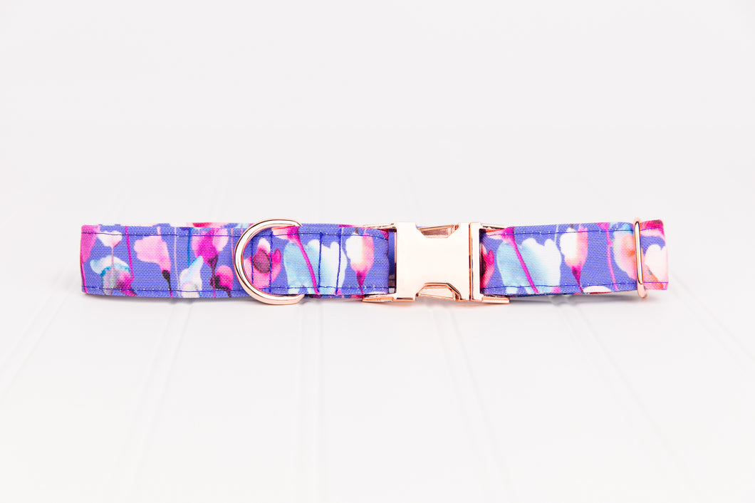 Veryperi Floral Dog Collar in Water Resistant or Organic Cotton Fabrics