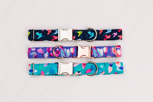 Turquoise Petals Water Resistant Dog Collar