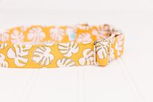 Load image into Gallery viewer, Orange Monstera Leaves Water Resistant Dog Collar