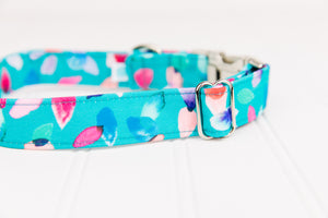 Turquoise Petals Water Resistant Dog Collar