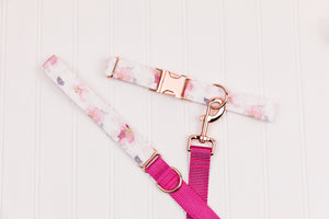 Misty Pink Floral Water Resistant Dog Collar