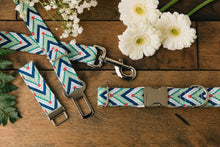 Load image into Gallery viewer, Green Chevron Dog Seatbelt