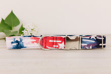 Load image into Gallery viewer, Red White and Blue Stars Watercolour Dog Collar