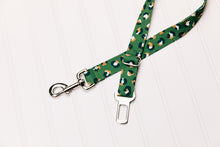 Load image into Gallery viewer, Olive Green Leopard Print Dog Seatbelt