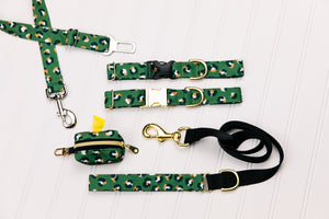 Olive Green Leopard Print Dog Seatbelt