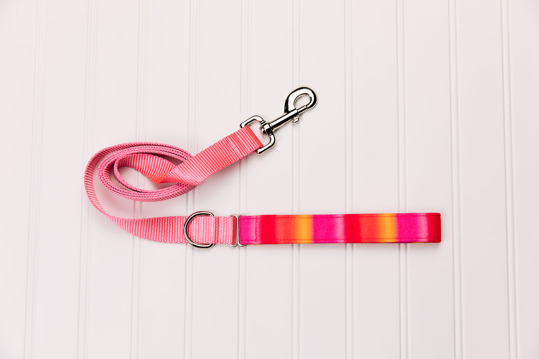 Pink and Orange Sunset Ombre Matching Dog Leash