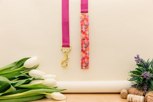 Pink and Gold Moroccan Customizable Matching Dog Leash